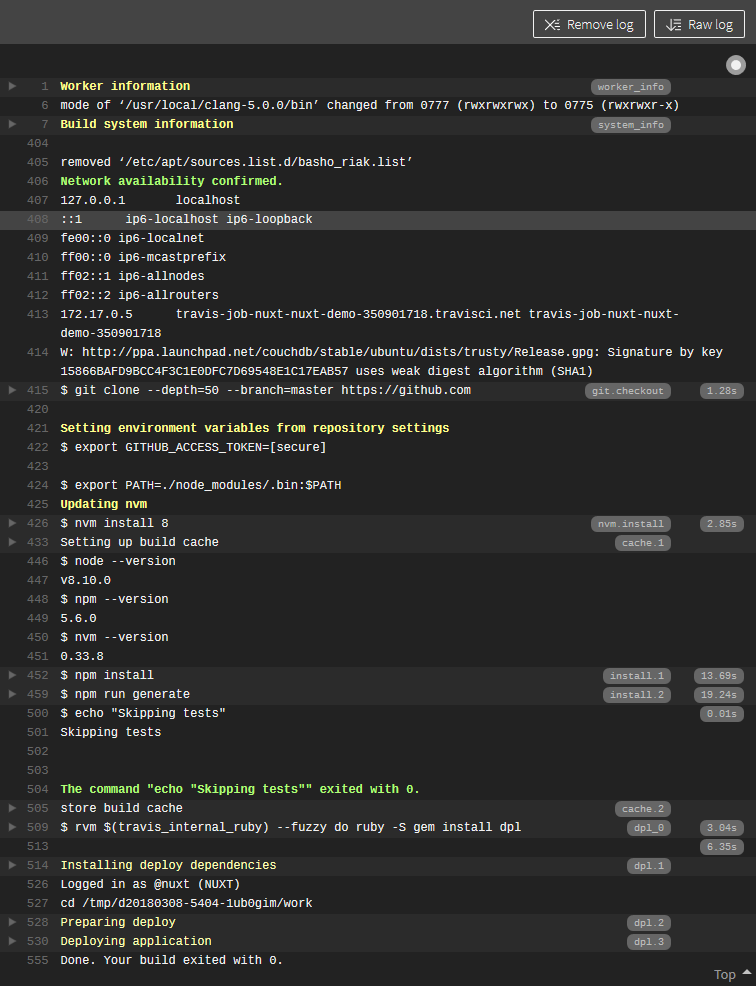 Travis Builder Server Output